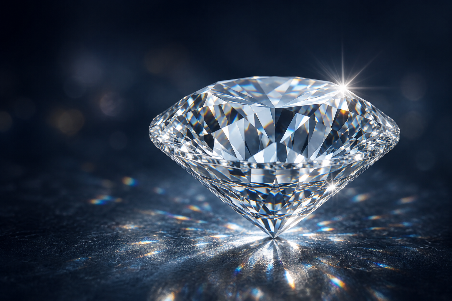 Diamond showing brilliance and facets